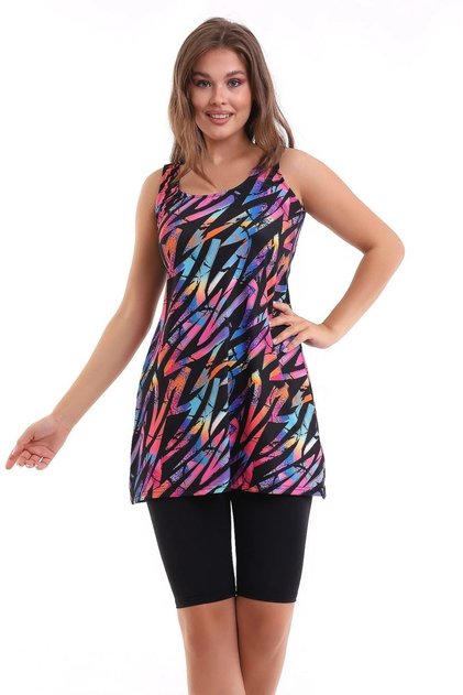 Women's Swimsuit with Tights and Dress, Built-In Chest Pad, Available in Micro Lycra, Stretchy Swimsuit, Two-Piece