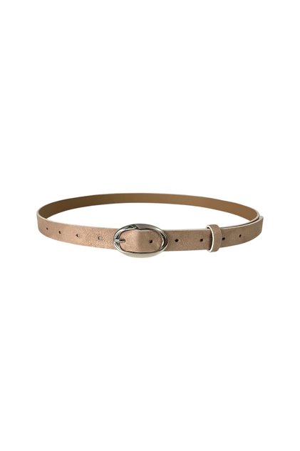 Silver Oval Buckle Mink Suede Belt