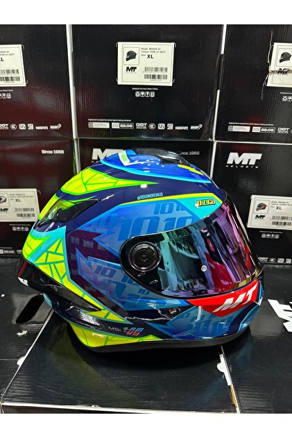 MT Helmets Targo S Diogo C7 parlak kask mor vizörlü (+1 şeffaf