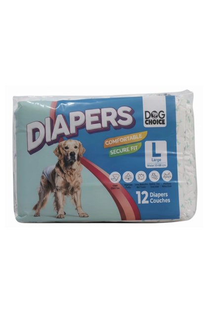 Dog Choice Diapers Köpek Bağlama Bezi L Boy 12’li Paket Erkek Köpek Pedi