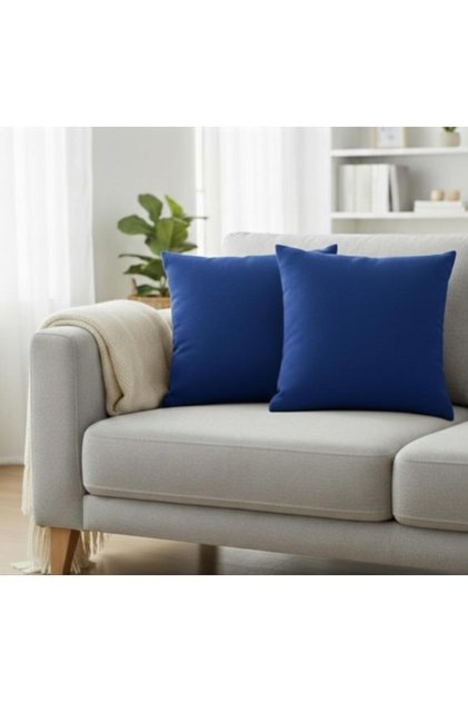Plain Navy Blue Throw Pillow Cover