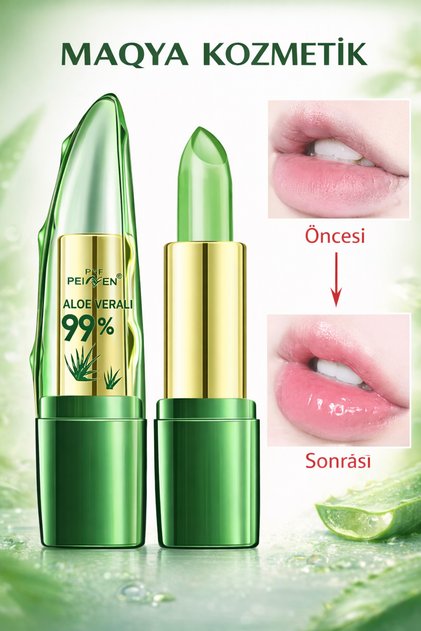 ALOEVERA ÖZLÜ SİHİRLİ RUJ VE DUDAK NEMLENDİRİCİ BALM-BESLEYİCİ ONARICI RENKLENDİRİCİ