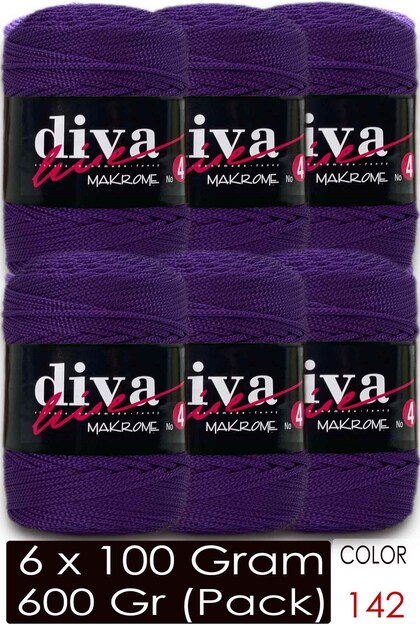 Κορδόνι Diva Macrame Χοντρό (Νο:4) 142 Μωβ (Συσκευασία των 6)