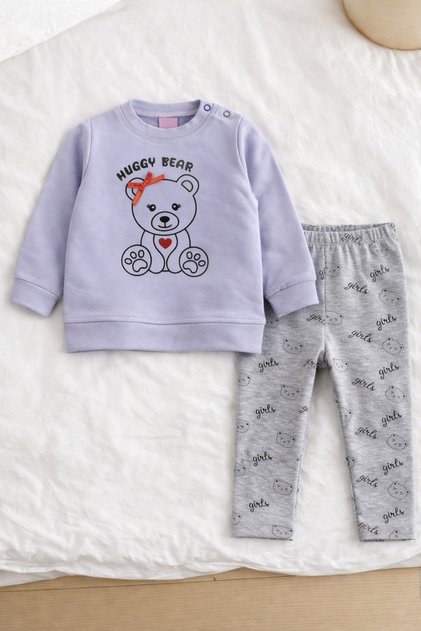Baby Set Teddy Bear Printed Cotton Long Sleeve 6-18 Months