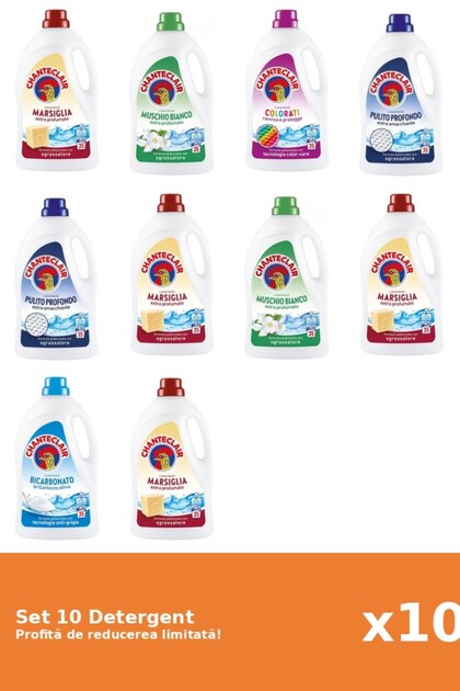 Set 10 Detergent Chanteclair: 4xMarsilia, 2xMosc Alb, 1xColor, 2xClasic, 1xBicarbonat