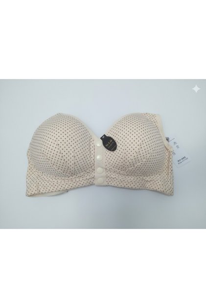 Front Buttoned Snap Fastener Bra Cream Color Brown Spotted