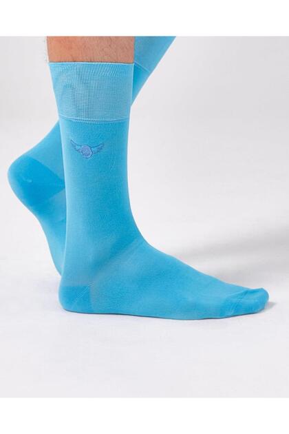 Turquoise Colored Plain Mercerized Socks