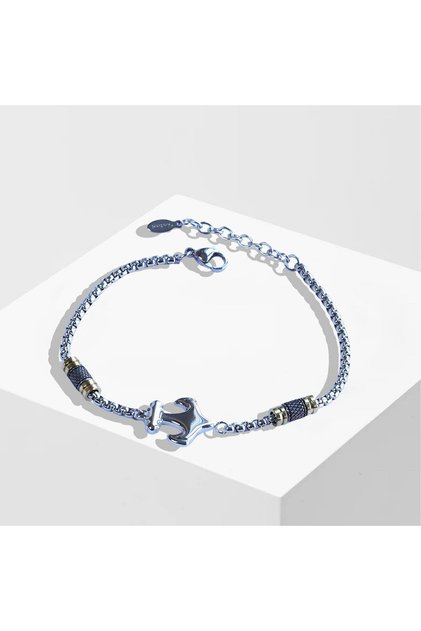 Sea Anchor Gold Silver Steel Men's Bracelet