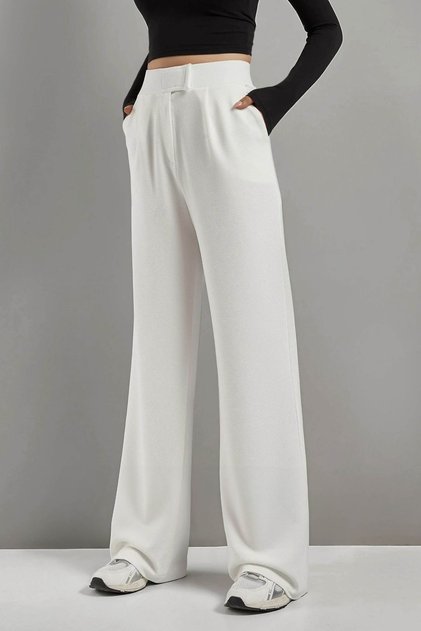 High Waist Lycra Velcro Closure Crepe Palazzo Trousers