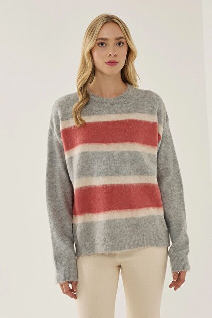 Relaxed Fit Colorful Striped Knitwear Sweater