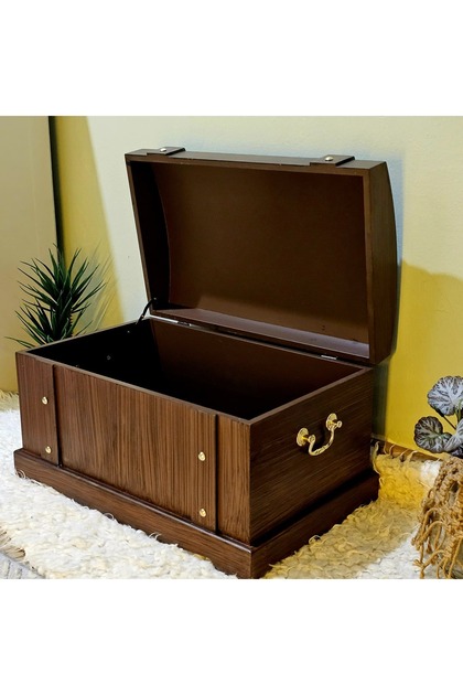 Wooden Walnut Antique Gold Handle Promise Engagement Wedding Gift Dowry Chest 29*46 cm Storage Box