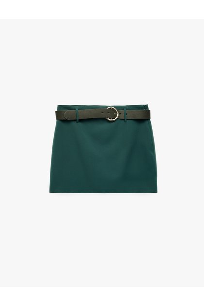 Slim Fit Belted Mini Shorts Skirt