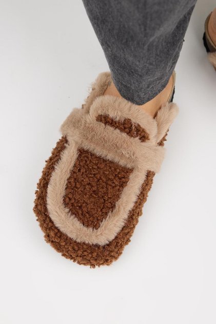 Pelini Women's Teddy Flat Slippers Brown Slippers