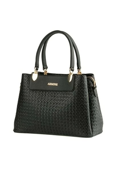 206 Women's Hand & Shoulder Knitted Pattern Bag Black