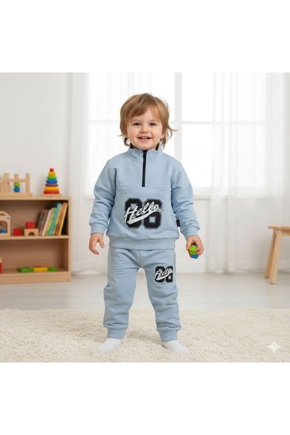 Boy's Cotton Collared Suit Printed Casual Stylish Combination Hello 86