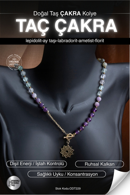 Certified Lepidolite-Moonstone-Labradorite-Amethyst-Fluorite Natural Stone Crown Chakra Pendant Odt229