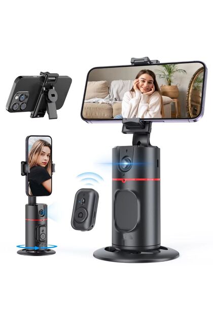 Stabilizator Telefon Gimbal, AI Tracking 360°, Auto Face Tracking, Bluetooth, Telecomanda, Stand Inclus, Ideal pentru TikTok, Live Streaming, vlogging, negru