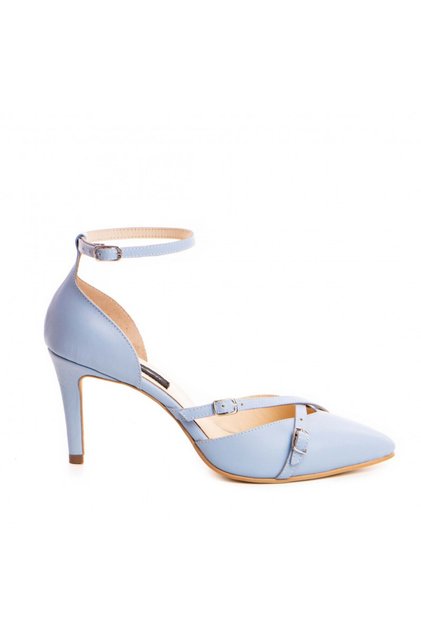 Pantofi stiletto piele naturala Bleu Iza