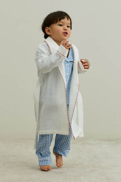 Cotton Bathrobe Dressing Gown Ecru