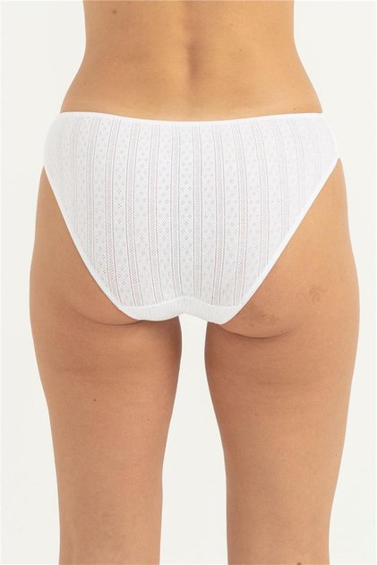 Women's White Knitted Pattern Low Waist Slip