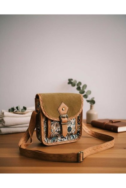Authentic Patterned & Suede Detailed Bohemian Shoulder Bag