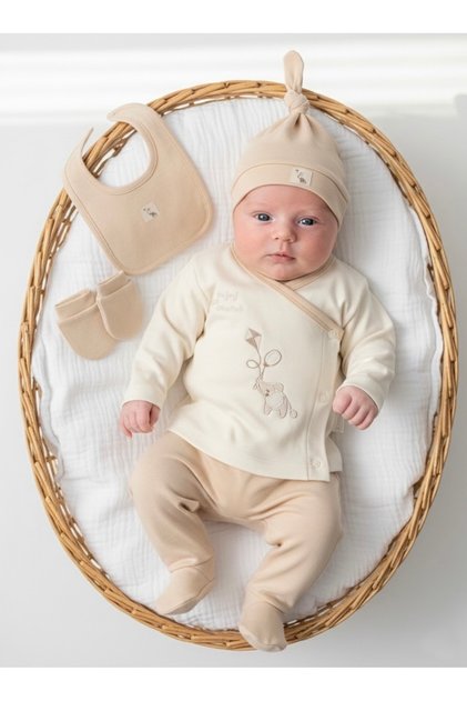 Embroidered Baby Boy Set of 5, Newborn 5-Piece Hospital Discharge Bodysuit Set