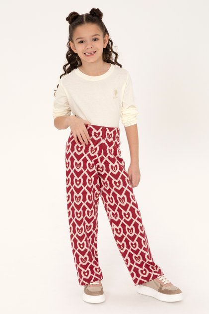 Kız Çocuk Koyu Frambuaz Triko Pantolon 50316834-VR104