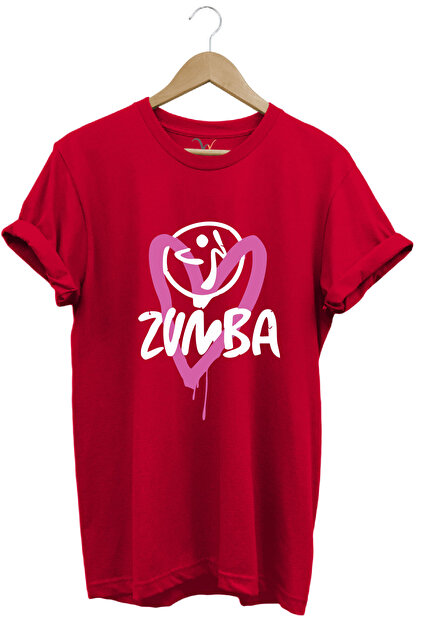 Zumba Fitness Kalp Printed 100% Cotton Regular Fit Crew Neck T-Shirt