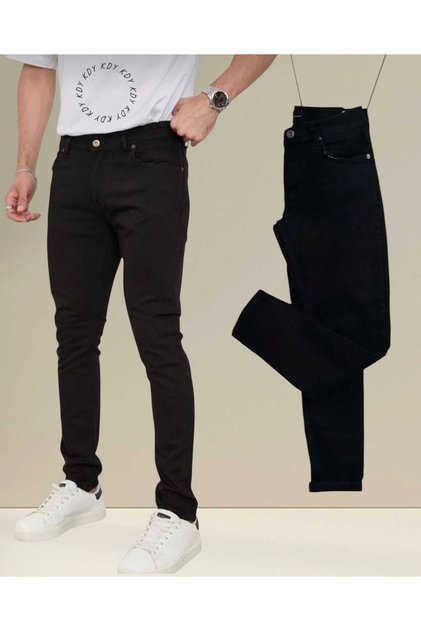 Erkek Regular Fit Boru Paça Esnek Likralı Denim Jeans Kot Pantolon