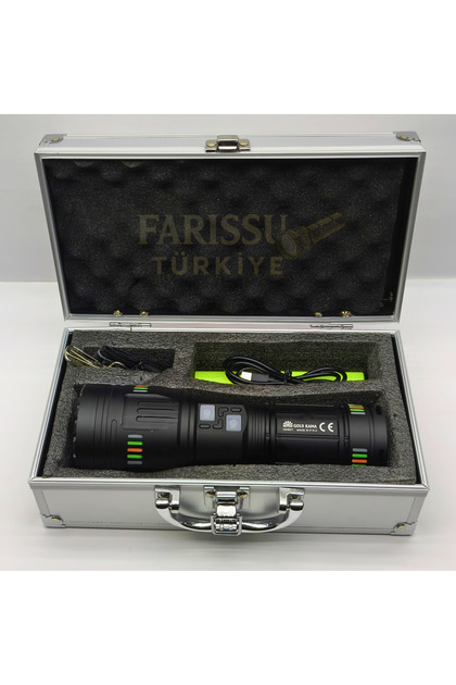 farissu GK601 10000 Lümen El Feneri | 4×18650 Pil Dahil | Metal
