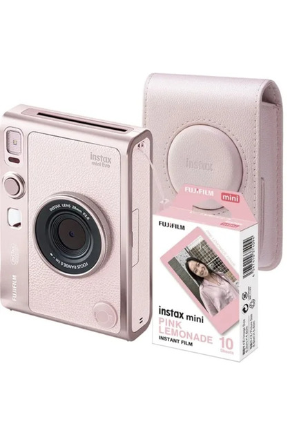 Σετ φωτογραφικών μηχανών Instax Mini Evo, Gentle Rose με τσάντα και φιλμ