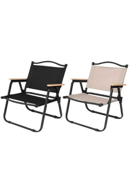 2 Pieces Outdoor Folding Chair with Armrest Camping Fishing Seat