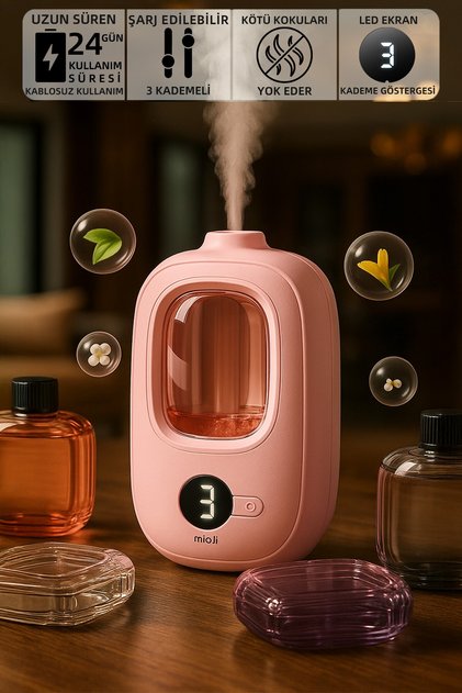Smell 2x Yeni Nesil Şarjlı Otomatik Oda Kokusu Makinesi Pembe (1 ADET HİLTON KOKUSU)