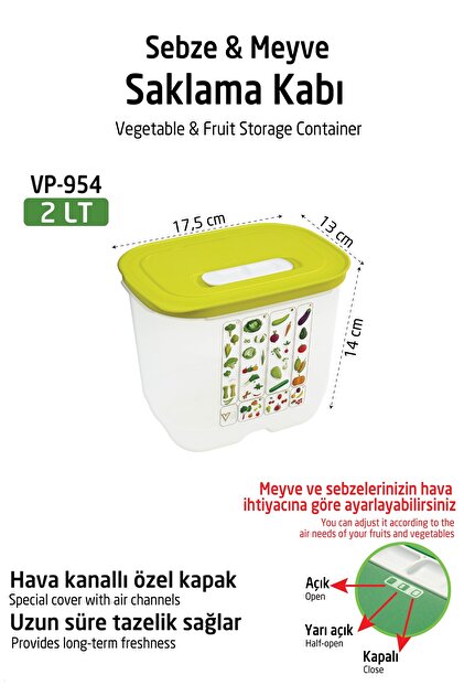Vip Ahmet Yeşillik Saklama Kabı 2 Litre - Fiyatı, Yorumları