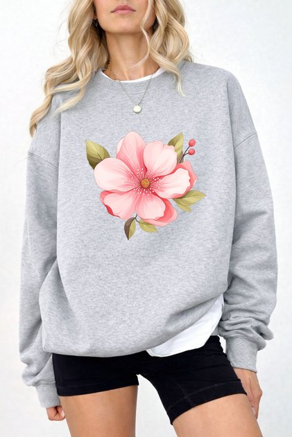 Unisex Oversized Cotton Printed Sweatshirt1 Rose