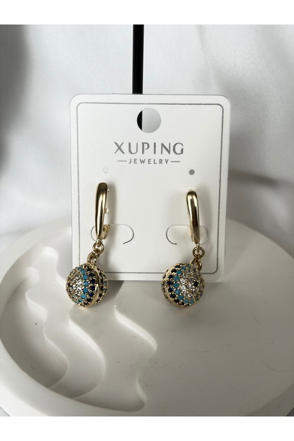 Nazar Eye Dangle Gold Earrings