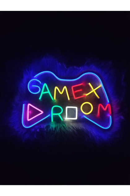Gamer Room Yazılı Neon Tabela Led Işıklı Oyuncu Odası Dekorasyonu Duvar Dekoru