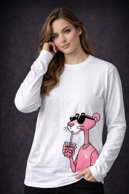 Unisex Oversized T-Shirt - Bottom Print Pink Panther Pattern, Casual Comfort Fit, Street Style T-Shirt