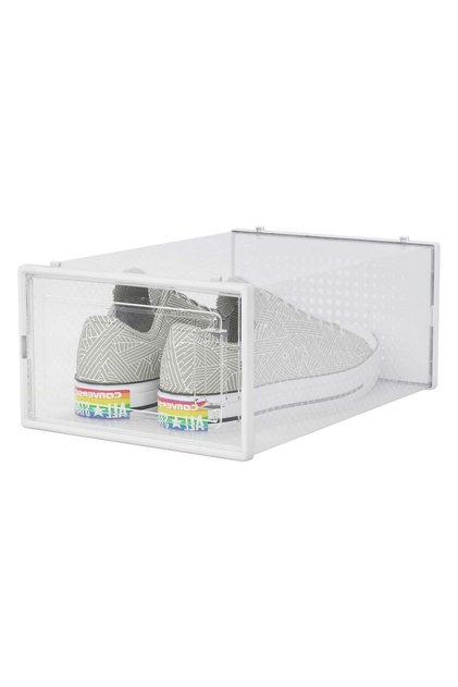 Прозрачна пластмасова кутия за съхранение с врата за обувки 31.5x21.5x13см
