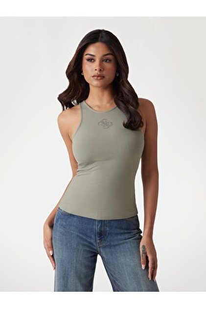 Guess ALEXIA SEQUINS TANK TOP Kadın Siyah Atlet W5GP06KCS10-JBLK