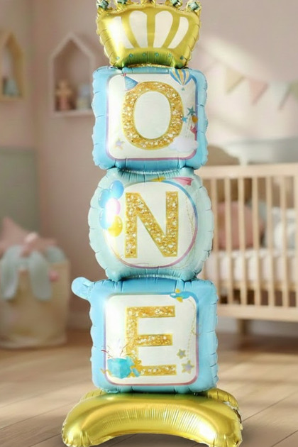 108 cm One Written Standing Foil Balloon Boy's First Birthday Party Decoration