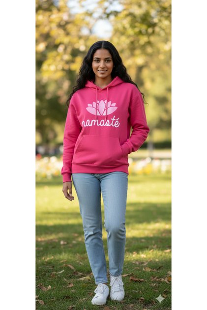 NAMASTE Baskılı Kapşonlu Sweatshirt