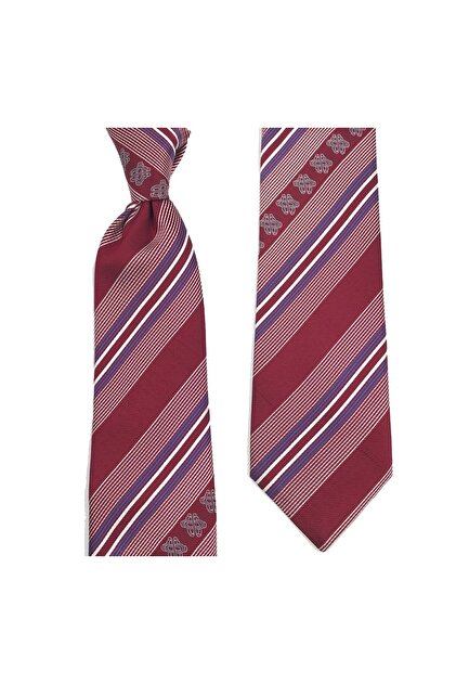 Dark Red Claret Blue White Special Weave Special Striped Silk Tie 31344 Claret Red
