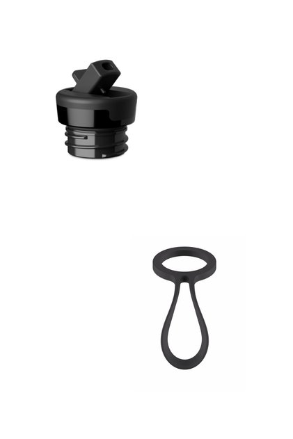 Bottle Tie Tutucu & Bottle Sport Kapak Termos Aksesuar Seti Siyah 2'li