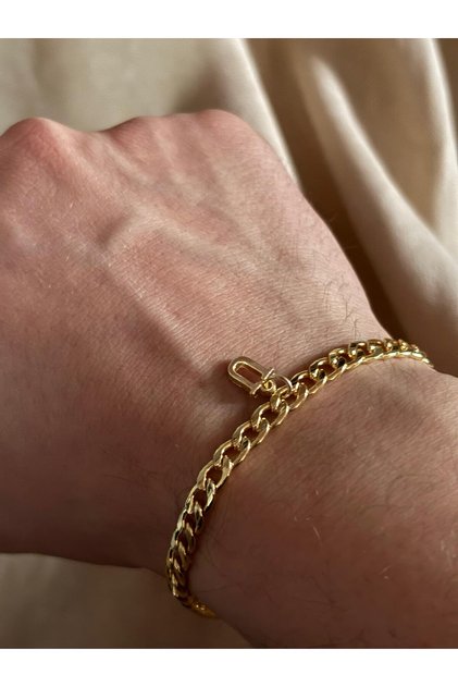 Steel Gourmet Bracelet with Gold Letter U