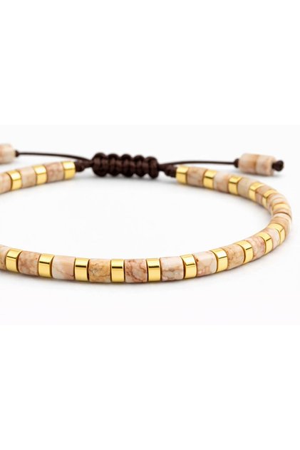 Jasper Natural Stone Macrame Bracelet | Adjustable Unisex Women's Men's Real Natural Stone Bracelet