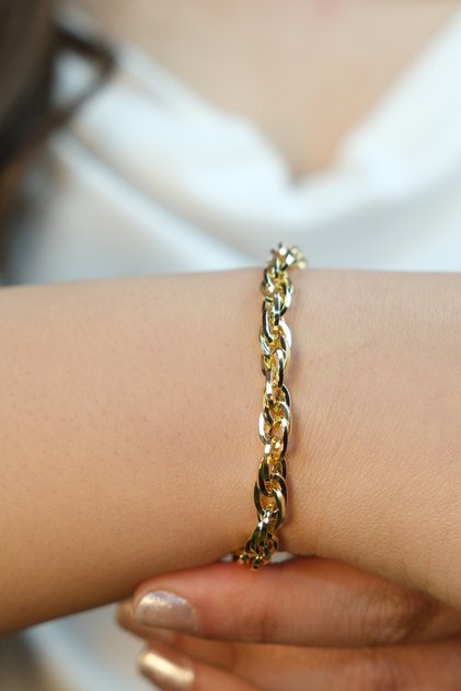 Luxury KALEMLİ HALKA BİLEKLİK – “HAPTOS” 316L Paslanmaz Çelik GOLD