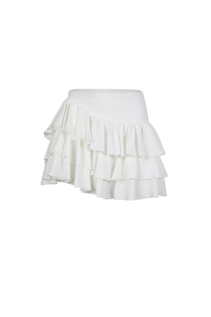 Elysia White Skirt with Ruffle Shorts