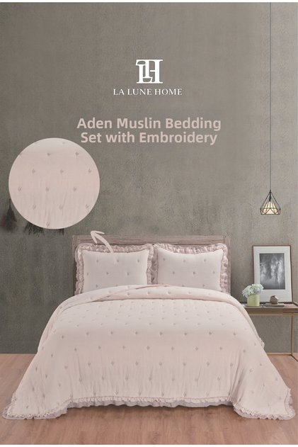 Aden Muslin Bedspread King Size Embroidered