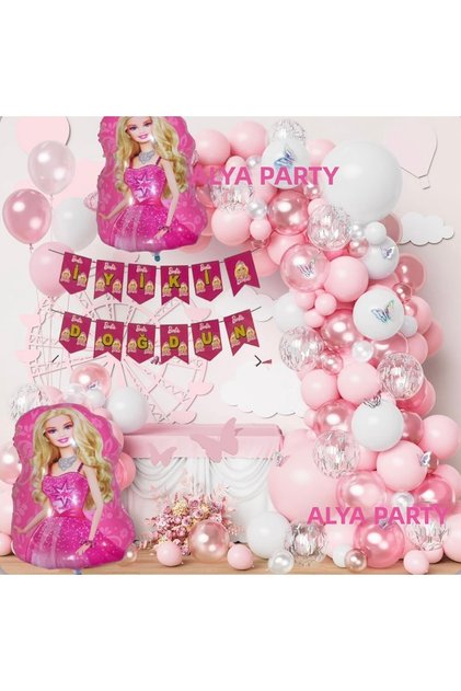 Party Barbie Birthday Set with Lots of Balloons